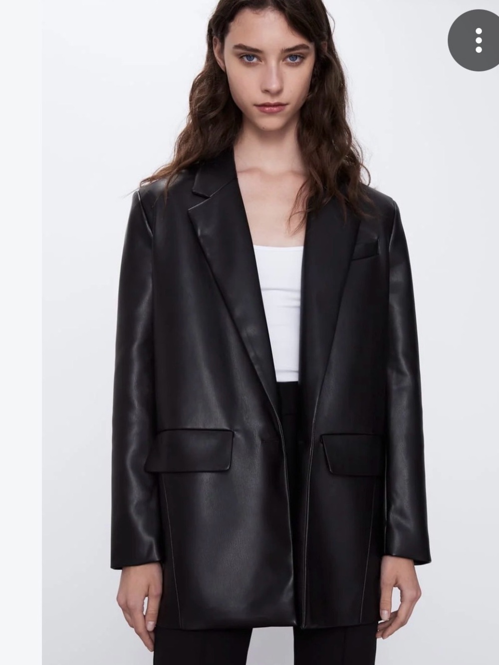 NWT ZARA Black Faux Leather Blazer